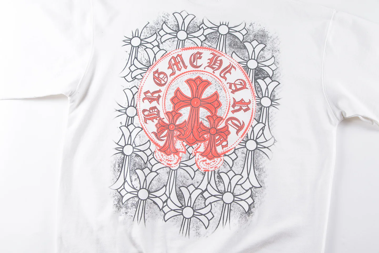 P250 Chrome Hearts Chrome Hearts Sanskrit Cross Round Neck Sweatshirt Size: SMLXL Color: Black White